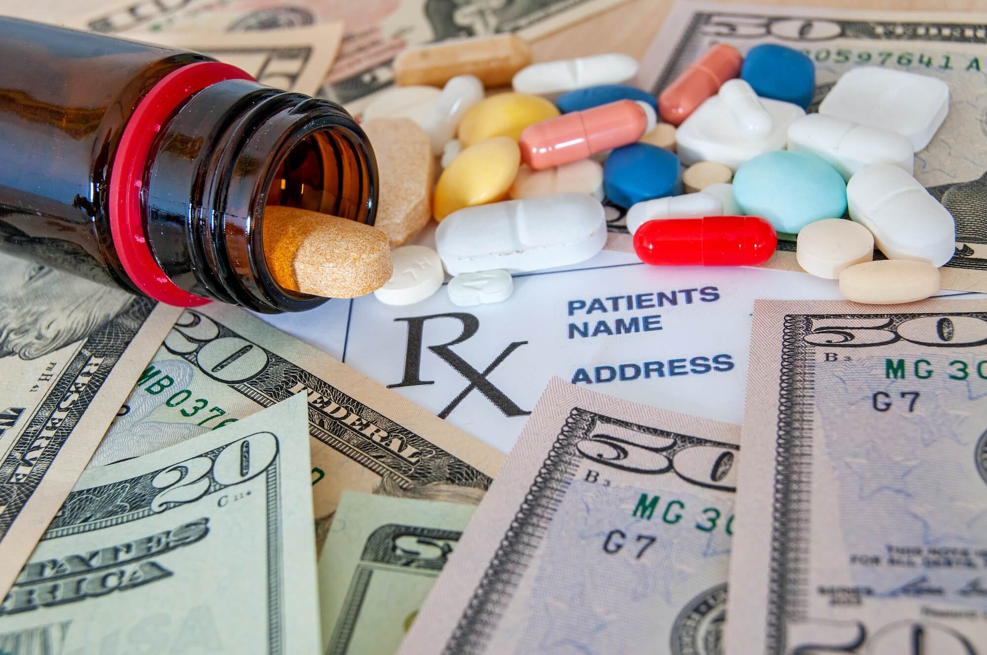 Prescription pills with money